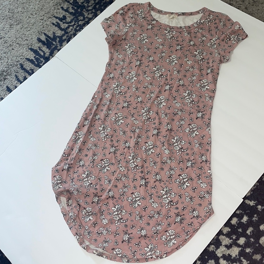 Pink floral tight fitting dress